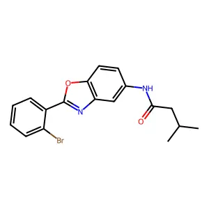 N-[2-(2-bromophenyl)-1,3-benzoxazol-5-yl]-3-methylbutanamide structure