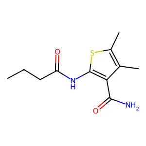 2-(Butyrylamino)-4,5-dimethyl-3-thiophenecarboxamide structure