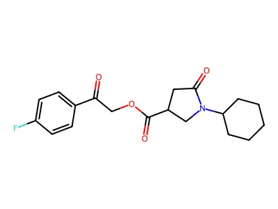 2-(4-Fluorophenyl)-2-oxoethyl 1-cyclohexyl-5-oxopyrrolidine-3-carboxylate structure