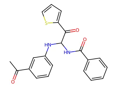 N-{1-[(3-acetylphenyl)amino]-2-oxo-2-(thiophen-2-yl)ethyl}benzamide structure