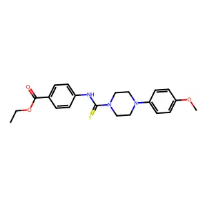 Ethyl 4-({[4-(4-methoxyphenyl)piperazinyl]thioxomethyl}amino)benzoate structure