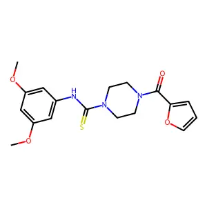 4-{[(3,5-Dimethoxyphenyl)amino]thioxomethyl}piperazinyl 2-furyl ketone structure