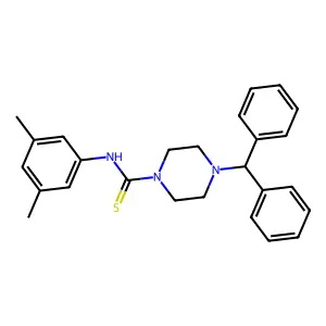 4-benzhydryl-N-(3,5-dimethylphenyl)piperazine-1-carbothioamide structure