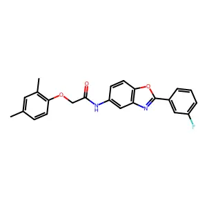 2-(2,4-dimethylphenoxy)-N-[2-(3-fluorophenyl)-1,3-benzoxazol-5-yl]acetamide structure