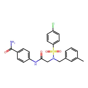 4-[[2-[(4-chlorophenyl)sulfonyl-[(3-methylphenyl)methyl]amino]acetyl]amino]benzamide structure
