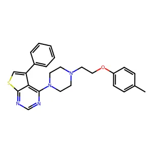 1-[2-(4-Methylphenoxy)ethyl]-4-{5-phenylthieno[2,3-d]pyrimidin-4-yl}piperazine structure