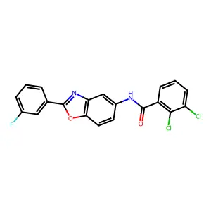 2,3-dichloro-N-[2-(3-fluorophenyl)-1,3-benzoxazol-5-yl]benzamide structure