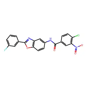 4-chloro-N-[2-(3-fluorophenyl)-1,3-benzoxazol-5-yl]-3-nitrobenzamide structure