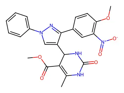 methyl 4-[3-(4-methoxy-3-nitrophenyl)-1-phenyl-1H-pyrazol-4-yl]-6-methyl-2-oxo-1,2,3,4-tetrahydropyrimidine-5-carboxylate structure