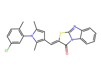 (2Z)-2-[[1-(5-chloro-2-methylphenyl)-2,5-dimethylpyrrol-3-yl]methylidene]-[1,3]thiazolo[3,2-a]benzimidazol-1-one structure