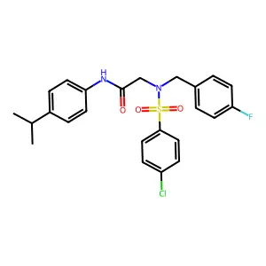 2-[(4-chlorophenyl)sulfonyl-[(4-fluorophenyl)methyl]amino]-N-(4-propan-2-ylphenyl)acetamide structure