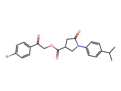 [2-(4-bromophenyl)-2-oxoethyl] 5-oxo-1-(4-propan-2-ylphenyl)pyrrolidine-3-carboxylate structure