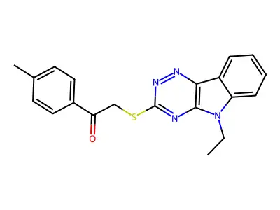 2-[(5-ethyl-[1,2,4]triazino[5,6-b]indol-3-yl)sulfanyl]-1-(4-methylphenyl)ethanone structure