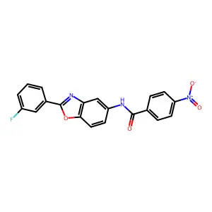 N-[2-(3-fluorophenyl)-1,3-benzoxazol-5-yl]-4-nitrobenzamide structure