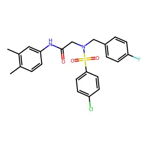 2-[(4-chlorophenyl)sulfonyl-[(4-fluorophenyl)methyl]amino]-N-(3,4-dimethylphenyl)acetamide structure