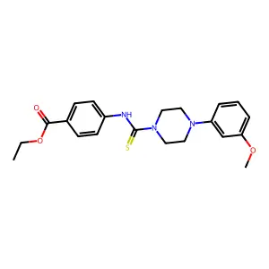 Ethyl 4-({[4-(3-methoxyphenyl)piperazinyl]thioxomethyl}amino)benzoate structure