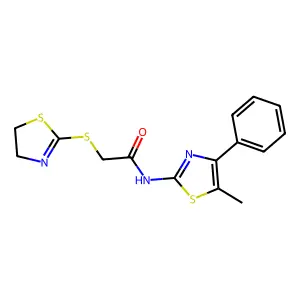 2-(4,5-dihydro-1,3-thiazol-2-ylsulfanyl)-N-(5-methyl-4-phenyl-1,3-thiazol-2-yl)acetamide structure