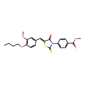 methyl 4-[(5Z)-5-(4-butoxy-3-methoxybenzylidene)-4-oxo-2-thioxo-1,3-thiazolidin-3-yl]benzoate structure
