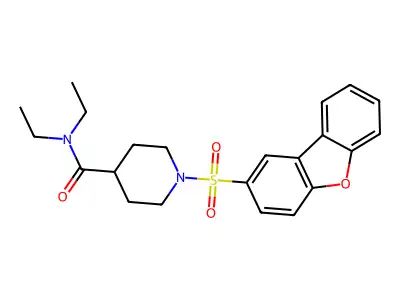1-dibenzofuran-2-ylsulfonyl-N,N-diethylpiperidine-4-carboxamide structure