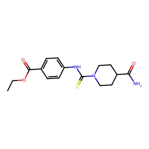 Ethyl 4-{[(4-carbamoylpiperidin-1-yl)carbonothioyl]amino}benzoate structure