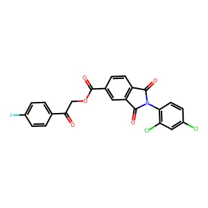 [2-(4-fluorophenyl)-2-oxo-ethyl] 2-(2,4-dichlorophenyl)-1,3-dioxo-isoindole-5-carboxylate structure