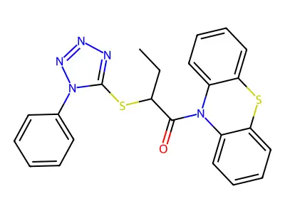 1-Phenothiazin-10-yl-2-(1-phenyltetrazol-5-yl)sulfanylbutan-1-one structure