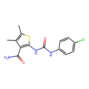 2-[(4-Chlorophenyl)carbamoylamino]-4,5-dimethylthiophene-3-carboxamide structure