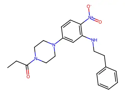 1-(4-{4-Nitro-3-[(2-phenylethyl)amino]phenyl}piperazin-1-yl)propan-1-one structure