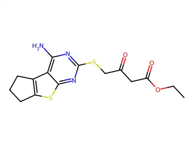 ethyl 4-[(4-amino-6,7-dihydro-5H-cyclopenta[4,5]thieno[2,3-d]pyrimidin-2-yl)sulfanyl]-3-oxobutanoate structure