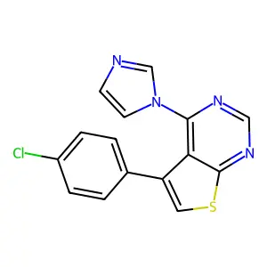 5-(4-chlorophenyl)-4-(1H-imidazol-1-yl)thieno[2,3-d]pyrimidine structure