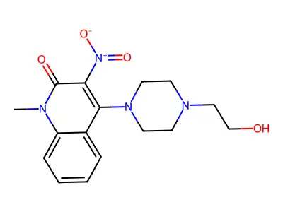 4-[4-(2-hydroxyethyl)piperazin-1-yl]-1-methyl-3-nitroquinolin-2(1H)-one structure