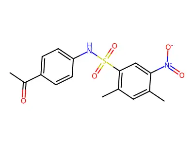 N-(4-acetylphenyl)-2,4-dimethyl-5-nitrobenzenesulfonamide structure