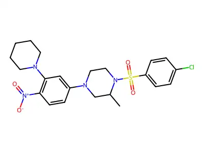 1-(4-Chlorophenyl)sulfonyl-2-methyl-4-(4-nitro-3-piperidin-1-ylphenyl)piperazine structure