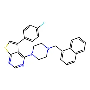 5-(4-fluorophenyl)-4-[4-(naphthalen-1-ylmethyl)piperazin-1-yl]thieno[2,3-d]pyrimidine structure