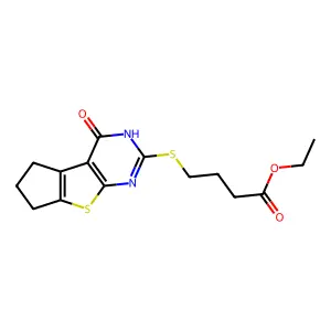 ethyl 4-[(4-oxo-3,5,6,7-tetrahydro-4H-cyclopenta[4,5]thieno[2,3-d]pyrimidin-2-yl)sulfanyl]butanoate structure