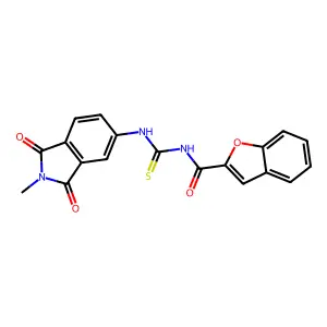 N-[(2-methyl-1,3-dioxoisoindol-5-yl)carbamothioyl]-1-benzofuran-2-carboxamide structure