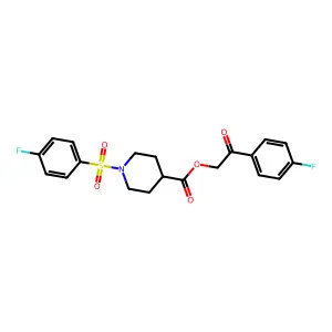 2-(4-fluorophenyl)-2-oxoethyl 1-[(4-fluorophenyl)sulfonyl]piperidine-4-carboxylate structure