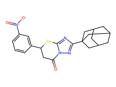 2-(1-adamantyl)-5-(3-nitrophenyl)-5,6-dihydro-[1,2,4]triazolo[5,1-b][1,3]thiazin-7-one structure