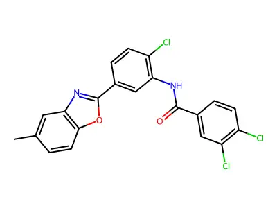 3,4-dichloro-N-[2-chloro-5-(5-methyl-1,3-benzoxazol-2-yl)phenyl]benzamide structure
