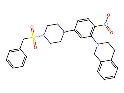 2-[5-(4-benzylsulfonylpiperazin-1-yl)-2-nitrophenyl]-3,4-dihydro-1H-isoquinoline structure