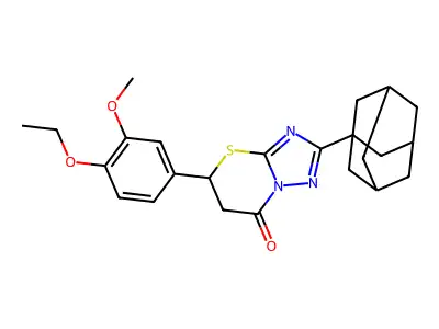 2-(1-adamantyl)-5-(4-ethoxy-3-methoxyphenyl)-5,6-dihydro-[1,2,4]triazolo[5,1-b][1,3]thiazin-7-one structure