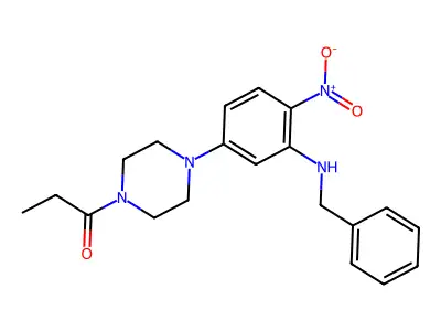 1-[4-[3-(Benzylamino)-4-nitrophenyl]piperazin-1-yl]propan-1-one structure
