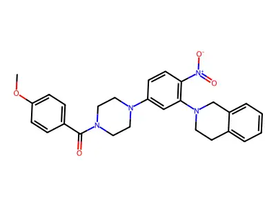 [4-[3-(3,4-dihydro-1H-isoquinolin-2-yl)-4-nitrophenyl]piperazin-1-yl]-(4-methoxyphenyl)methanone structure