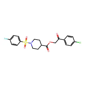2-(4-chlorophenyl)-2-oxoethyl 1-[(4-fluorophenyl)sulfonyl]piperidine-4-carboxylate structure