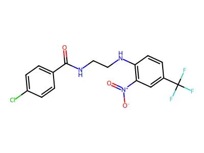 4-chloro-N-[2-[2-nitro-4-(trifluoromethyl)anilino]ethyl]benzamide structure