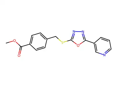 Methyl 4-[(5-(3-pyridyl)-1,3,4-oxadiazol-2-ylthio)methyl]benzoate structure