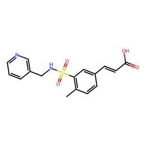 (E)-3-(4-methyl-3-(N-(pyridin-3-ylmethyl)sulfamoyl)phenyl)acrylic acid structure