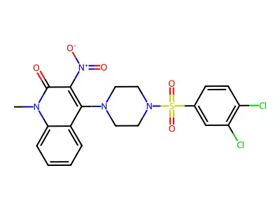 4-[4-(3,4-Dichlorophenyl)sulfonylpiperazin-1-yl]-1-methyl-3-nitroquinolin-2-one structure