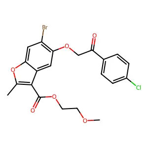 2-methoxyethyl 6-bromo-5-[2-(4-chlorophenyl)-2-oxoethoxy]-2-methyl-1-benzofuran-3-carboxylate structure
