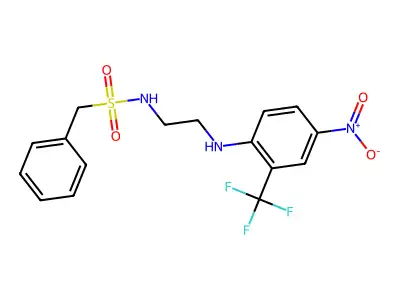 N-[2-[4-nitro-2-(trifluoromethyl)anilino]ethyl]-1-phenylmethanesulfonamide structure